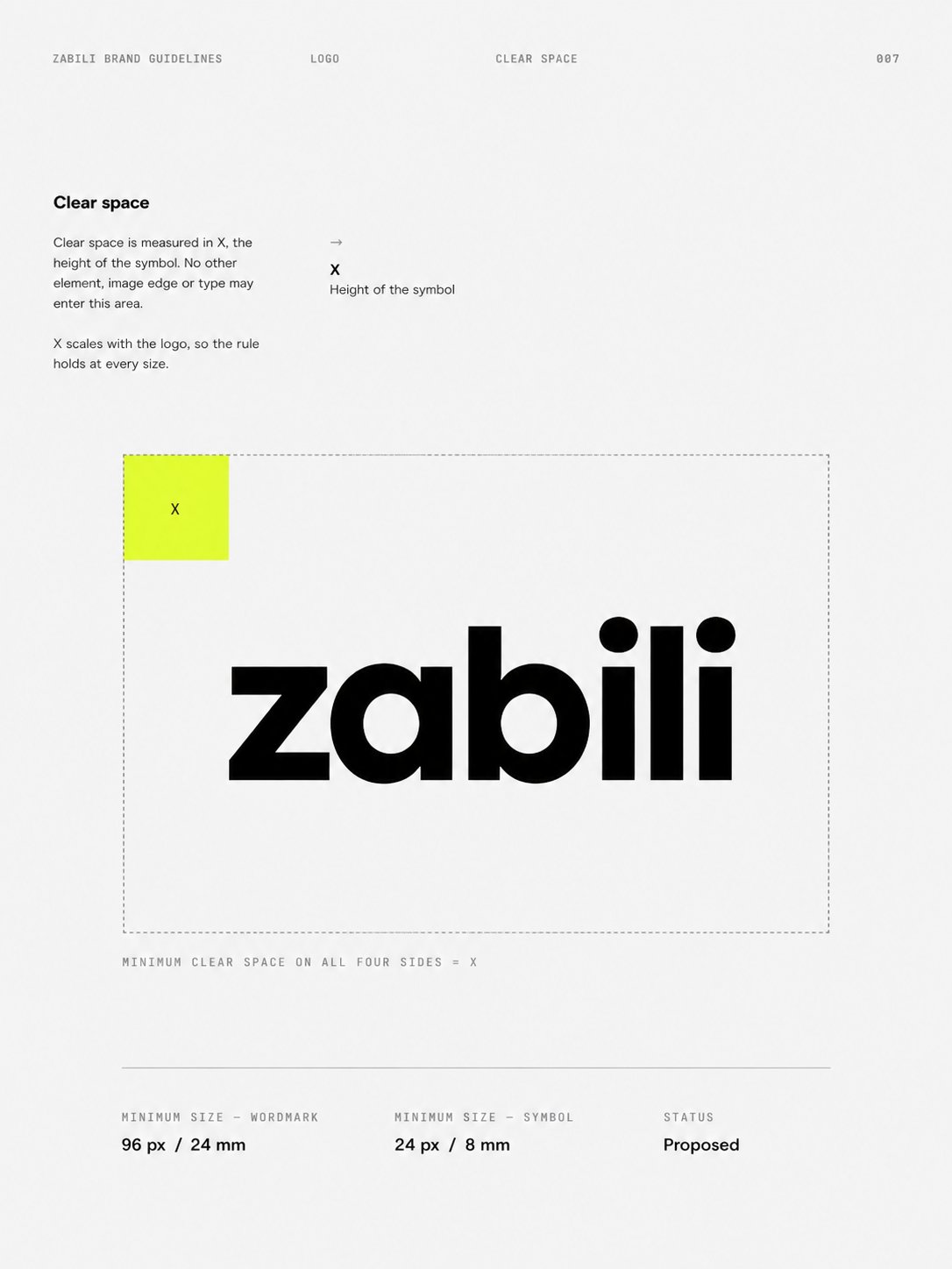 Zabili brand book &mdash; cover, logo clear space